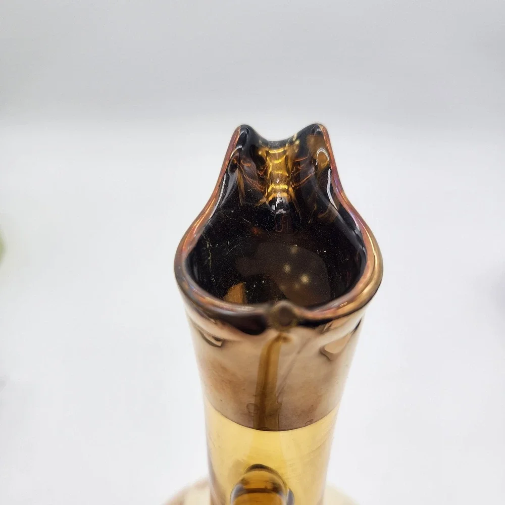 Vintage Moser MCM Limited Edition Amber Glass Decanter Gold Overlay Rose Floral‎